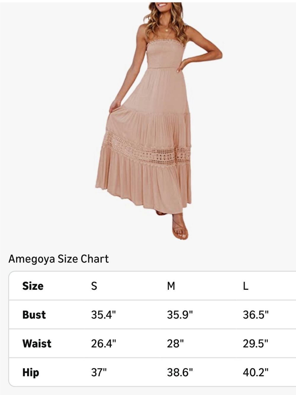 NWT Strapless Summer Boho Maxi Dress Smocked Tiered Crochet Cottagecore - Picture 6 of 6